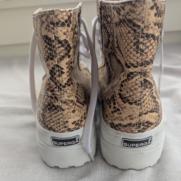 NWT Superga Platform High Top Snakeskin Print Sneakers Womens 10 - Picture 4 of 7